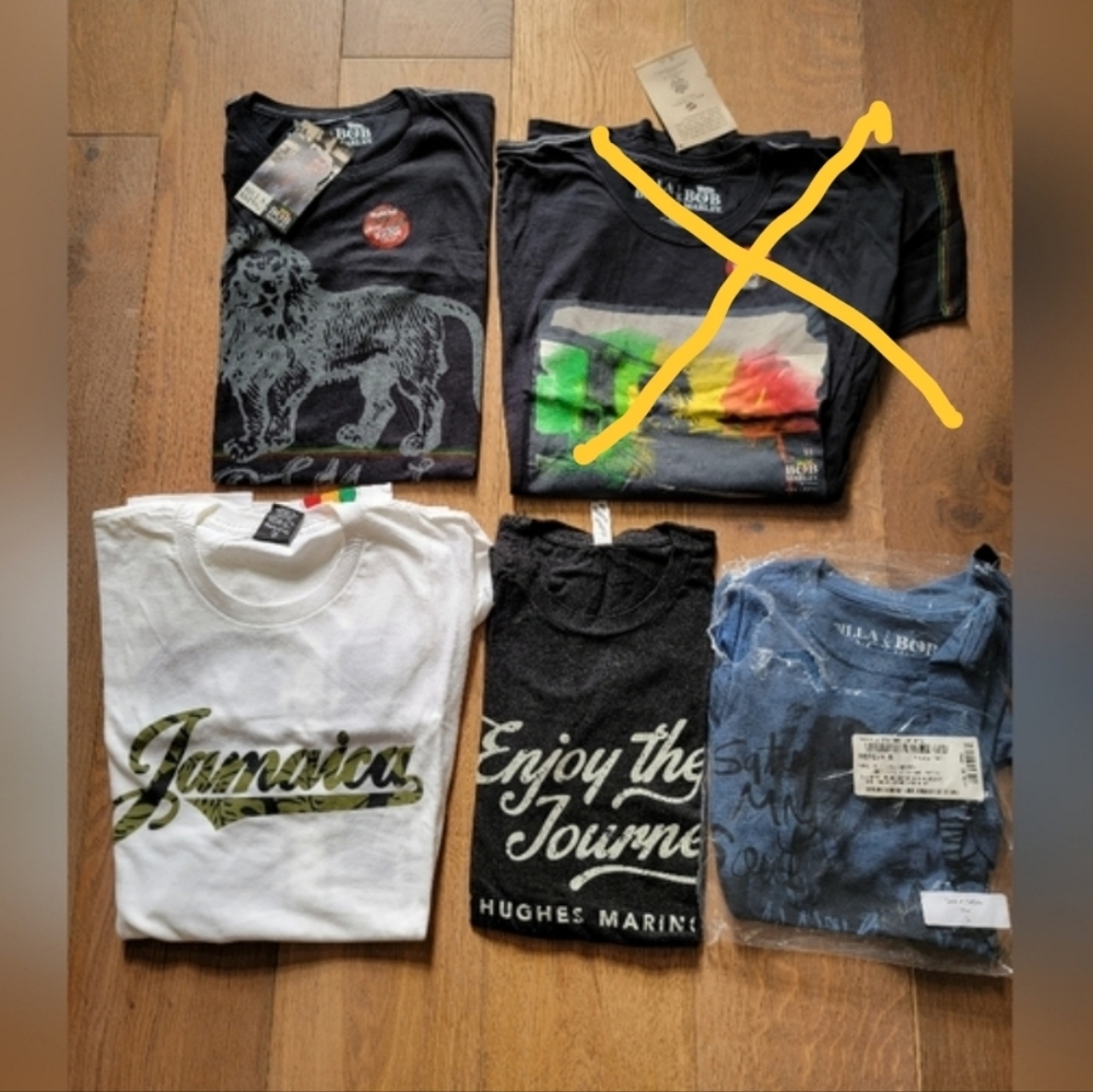 Billabong Bob Marley, Stussy, Bella+Canvas: 4 T-shirts all size Men's Large